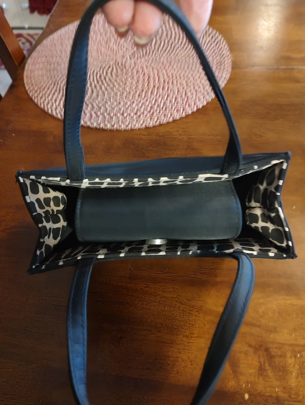 kate spade Mini Black Tote with Patterned Interior
